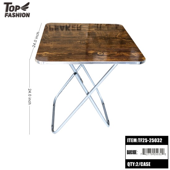 FOLDING SQUARE TABLE WITH DARK WOOD GRAIN TOP 2PC/CS