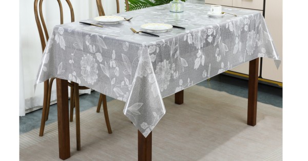 TRANSPARENT PVC TABLECLOTH WITH FLORAL 22Y/R 44Y/CS