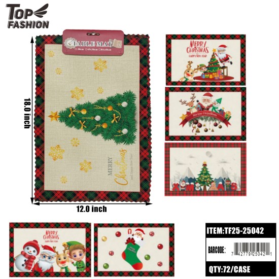 CHRISTMAS PRINTED TABLE MATS MIX 6 COLORS 72PC/CS