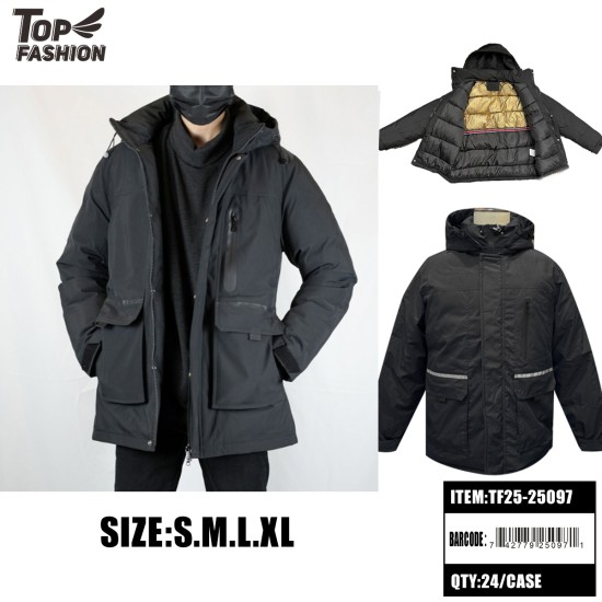 MENS MULTI-POCKET HOODED PUFFER JACKET BLACK 24PC/CS MENS MULTI-POCKET HOODED PUFFER JACKET BLACK 24PC/CS