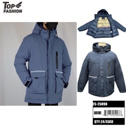 MENS NAVY BLUE HOODED WINTER PARKA 24PC/CS