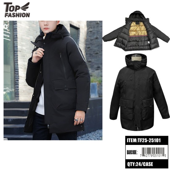 MENS BLACK HOODED WINTER PARKA 24PC/CS MENS BLACK HOODED WINTER PARKA 24PC/CS