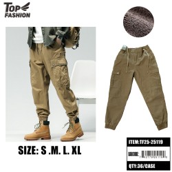MENS FLEECE-LINED CARGO JOGGER PANTS IN KHAKI 36PC/CS