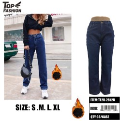 WOMENS FLEECE-LINED JEANS IN DARK BLUE 36PC/CS