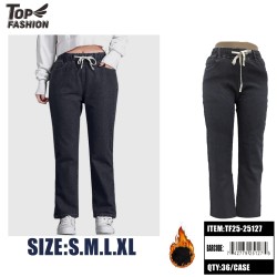 WOMENS FLEECE-LINED JEANS IN DARK GRAY 36PC/CS