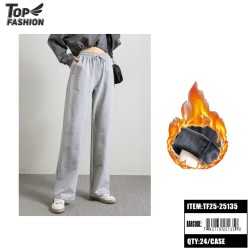 WOMENS GREY FLEECE-LINED STRAIGHT-LEG CASUAL PANTS 24/PC