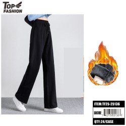 WOMENS BLACK FLEECE-LINED STRAIGHT-LEG CASUAL PANTS 24/PC