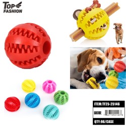 DOG DENTAL TREAT DISPENSER CHEW BALL TOY6CLR 12PC/8BG/96PC/CS