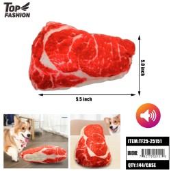 STEAK SHAPED PET SQUEAKY TOY 12PC/12BG/144PC/CS