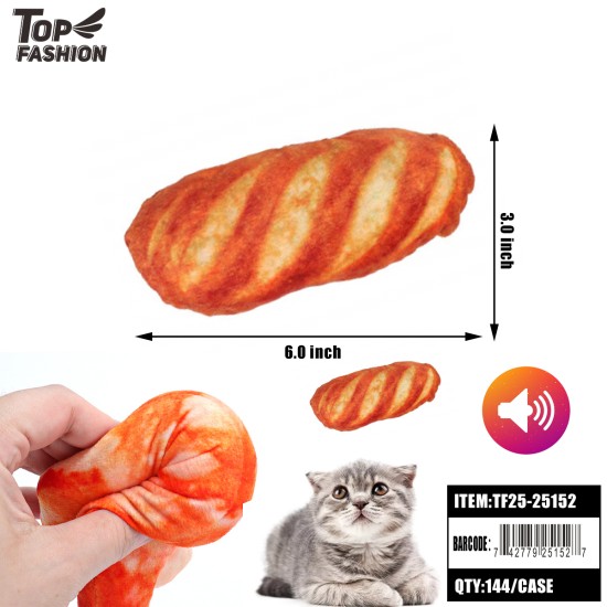 REALISTIC BREAD PET TOY WITH SQUEAKER 6 12PC/12PK/144PC/CS