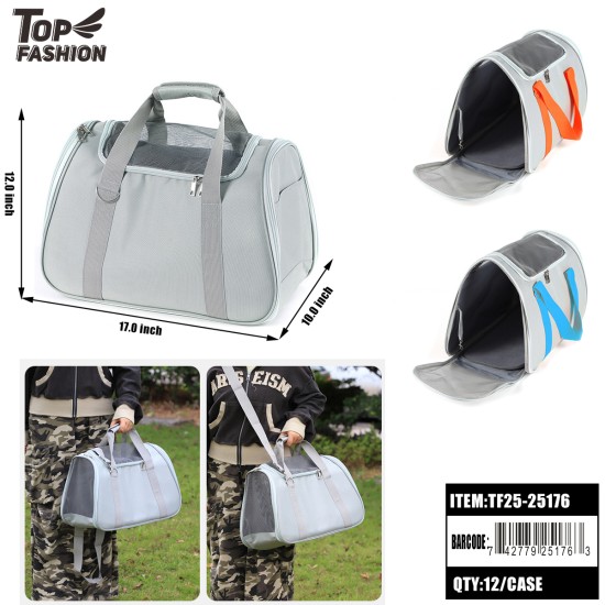 PET TRAVEL CARRIER BAG MIX 3 COLORS 17X10X12 12PC/CS