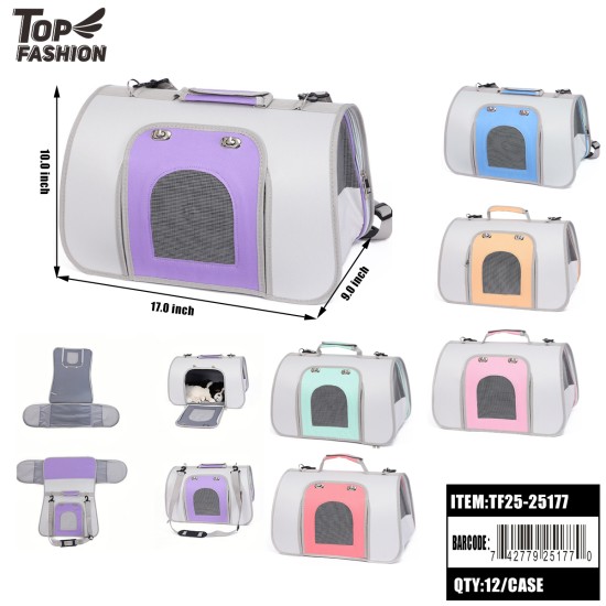 FOLDABLE PET CARRIER BAG MIX 5COLORS 17X9X10 12PC/CS