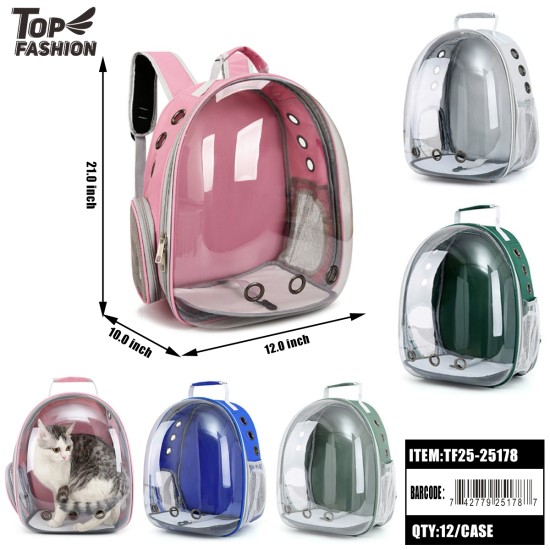 TRANSPARENT CAPSULE PET BACKPACK MIX 5COLORS  10PC/CS