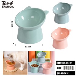 ELEVATED CARTOON PET FOOD BOWL 3COLORS 48PC/CS