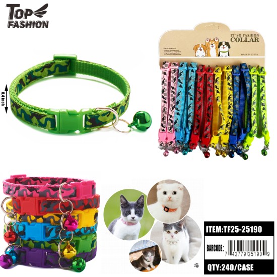 ADJUSTABLE PET COLLAR W/ BELL 6 COLOR 12PC/20PK/240PC/CS