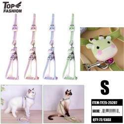 CUTE CARTOON PET HARNESS & LEASH SET SIZE S 12PC/6BG/72PC/CS