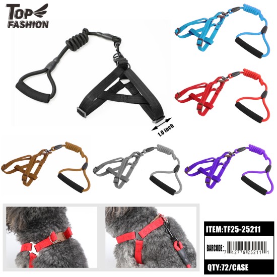 1.0" WIDE PET HARNESS SET WITH SHOCK-ABSORBING LEASH 72PC/CS