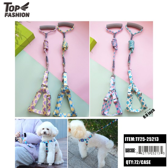 0.9"GEOMETRIC PATTERN HARNESS SET WITH LEASH 12PC/6PK/72PC/CS
