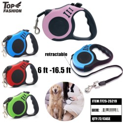 RETRACTABLE PET LEASH FOR DOGS &CATS 4 COLOR 12PC/6PK/72PC/CS