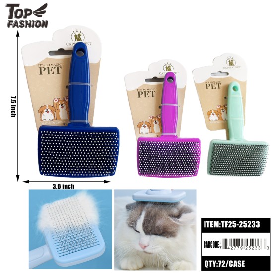 PET SLICKER GROOMING BRUSH MIX 3COLORS 6PC/12PK/72PC/CS