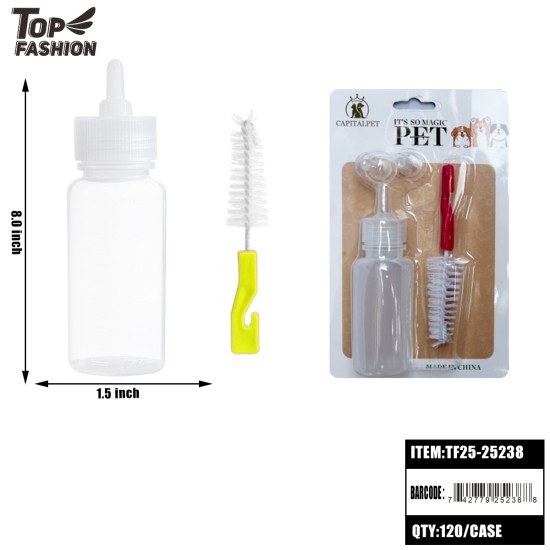 PET FEEDING BOTTLE SET W/ CLEANING BRUSH 12PC/10PK/120PC/CS