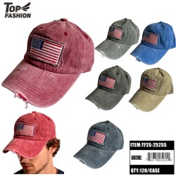 VINTAGE AMERICAN FLAG BASEBALL CAP 12PC/10PK/120PC/CS