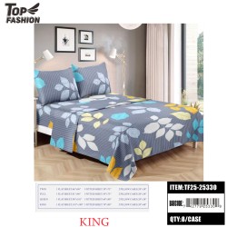 KING SIZE 4-PIECE LEAF PRINT BED SHEET SET 8PC/CS