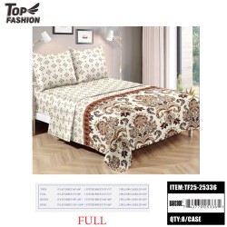 FULL SIZE 4-PIECE BEIGE VINTAGE FLORAL BED SHEET SET 8PC/CS