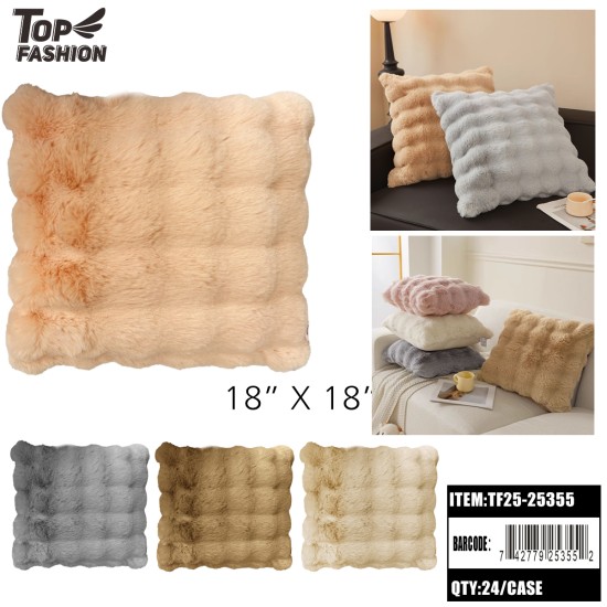 PLUSH CUSHION PILLOW MIX 4 COLORS 18X18 12PC/4BG/48PCCS