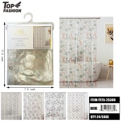 PRINTED SHOWER LINER WATERPROOF & DECORATIV 24PC/CS