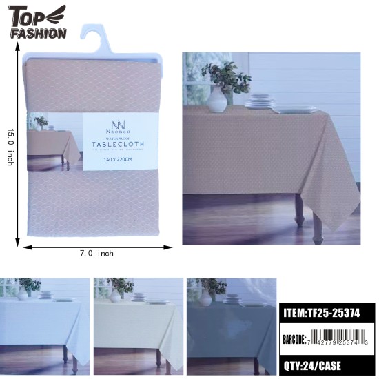 WATERPROOF TABLECLOTH MODERN TEXTURED DESIGN 55"X86" 24PC/CS