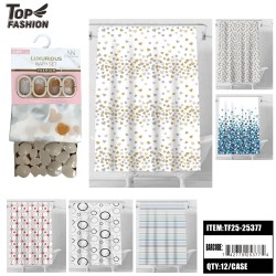 14PCS LUXURIOUS SHOWER CURTAIN SET WITH HOOKS 12PC/CS