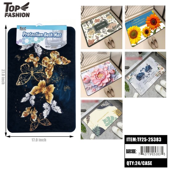 PROTECTION BATH MAT 6 DESIGNS 17x27 24PC/CS