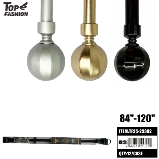 84-120ADJUSTABLE DECORATIVE CURTAIN ROD 12PC/CS