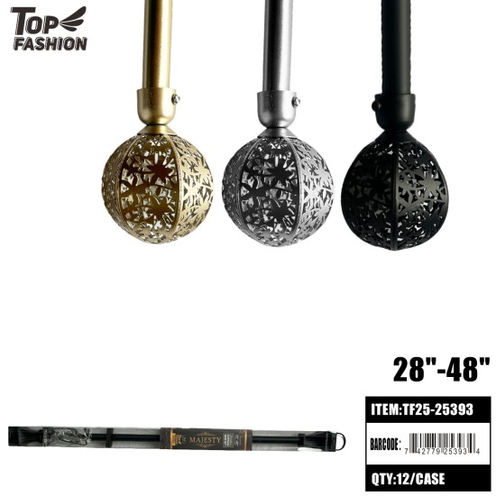 ADJUSTABLE METAL CURTAIN ROD WITH BALL FINIAL 28"-48" 12PC/C