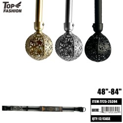 ADJUSTABLE METAL CURTAIN ROD WITH BALL FINIAL48"-8412PC/CS