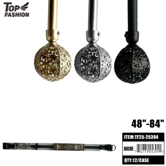 ADJUSTABLE METAL CURTAIN ROD WITH BALL FINIAL48"-8412PC/CS