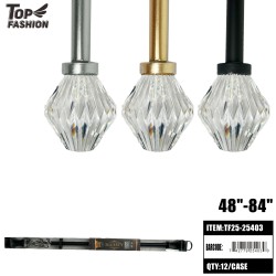48-84 ADJUSTABLE CRYSTAL FINIAL CURTAIN ROD 12PC/CS