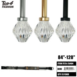 84-120 ADJUSTABLE CRYSTAL FINIAL CURTAIN ROD 12PC/CS