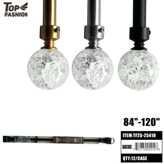 METAL CURTAIN ROD WITH CRACKLED CRYSTAL 84-120 12PC/CS