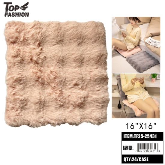 PINK FAUX FUR SQUARE CHAIR CUSHION 16X16 24PC/CS