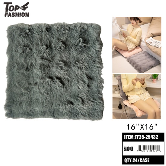 NAVY FAUX FUR SQUARE CHAIR CUSHION 16X16 24PC/CS