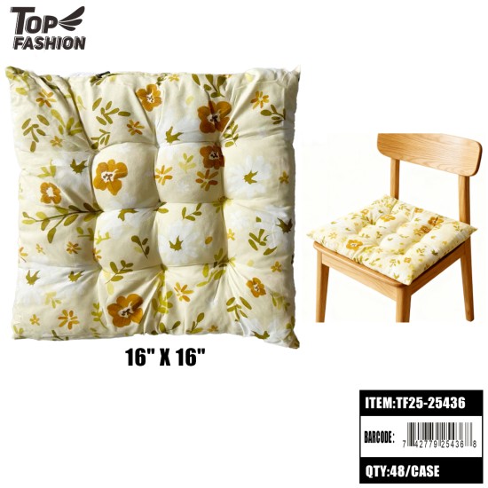 FLORAL CUSHION 16x16 LIGHT YELLOW 48PC/CS