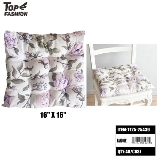 FLORAL CUSHION 16X16 WHITE&PURPLE 48PC/CS