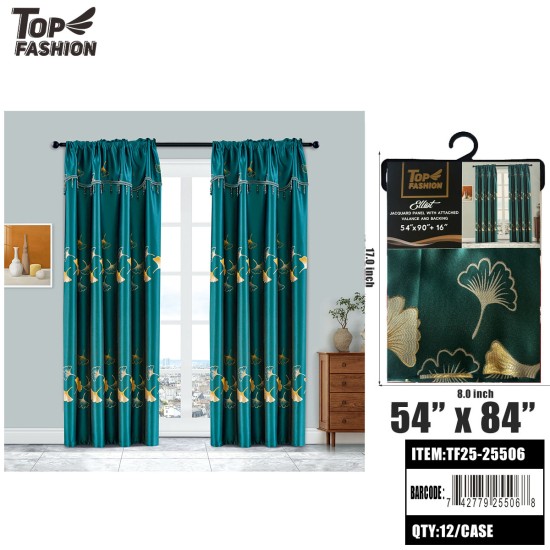 SLLIOT BLACKOUT CURTAIN WITH VALANCE-DARK GREEN 90 12PC/CS