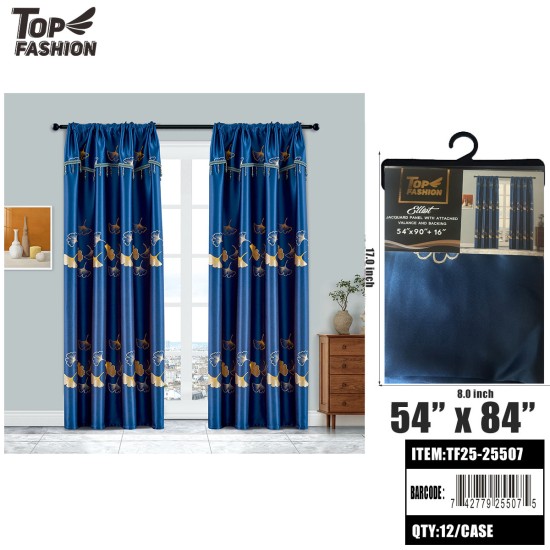 SLLIOT BLACKOUT CURTAIN WITH VALANCE-BLUE 90 12PC/CS
