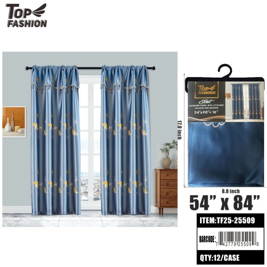 SLLIOT BLACKOUT CURTAIN WITH VALANCE-LIGHT BLUE 90 12PC/CS