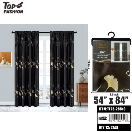 SLLIOT BLACKOUT CURTAIN WITH VALANCE-BLACK 90 12PC/CS
