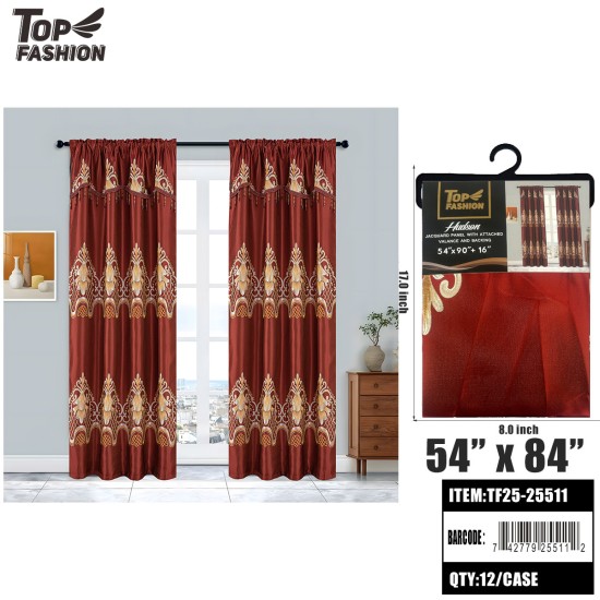 HUDSON BLACKOUT CURTAIN WITH VALANCE-BURGUNDY 90 12PC/CS