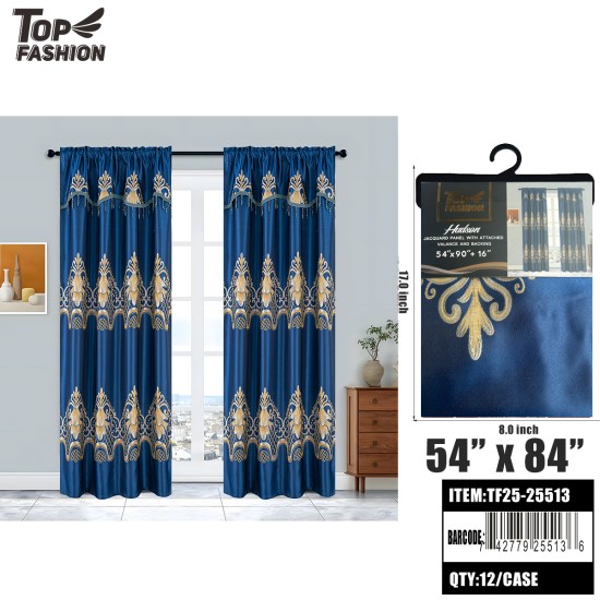 HUDSON BLACKOUT CURTAIN WITH VALANCE-DARK BLUE 90 12PC/CS